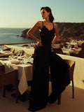 Macacão Jumpsuit Power | Wide Leg em Crepe Noir